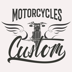 Custom motorcycles vintage lettering logo