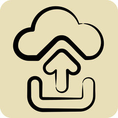 Icon Cloud Upload. related to Button Download symbol. hand drawn style. simple design illustration