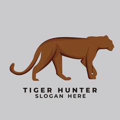 Leopard Tiger Silhouette Shape Brown Colored Vector For Logo