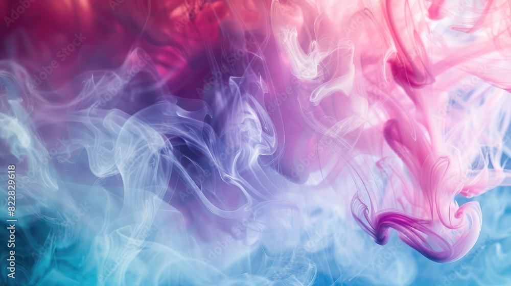 Poster abstract background featuring colorful smoke or ink in water, creating soft, flowing patterns