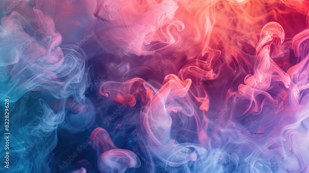 Poster abstract background featuring colorful smoke or ink in water, creating soft, flowing patterns