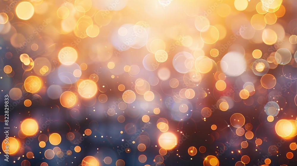 Poster abstract background of blurred city lights creating a bokeh effect in warm tones