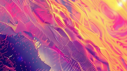 Abstract background with a digital glitch effect, showing distorted colors and lines