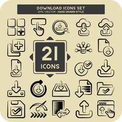 Icon Set Download. related to Button symbol. hand drawn style. simple design illustration
