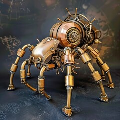 Fototapeta premium robotic spider on wooden table
