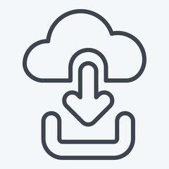 Icon Cloud Download. related to Button Download symbol. line style. simple design illustration