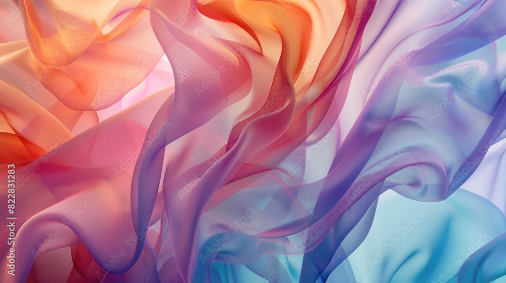 Poster abstract background with layered, semi-transparent shapes in varying sizes and colors
