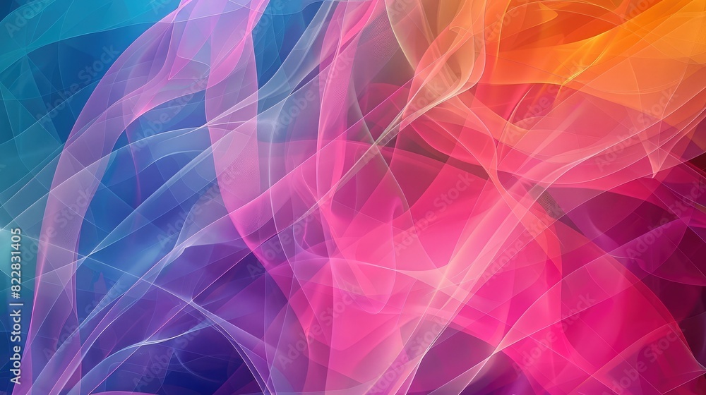 Poster abstract background with overlapping transparent layers in various bright colors