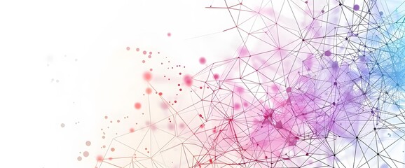 Abstract Connections of Dots and Lines on Colorful Polygonal Mesh