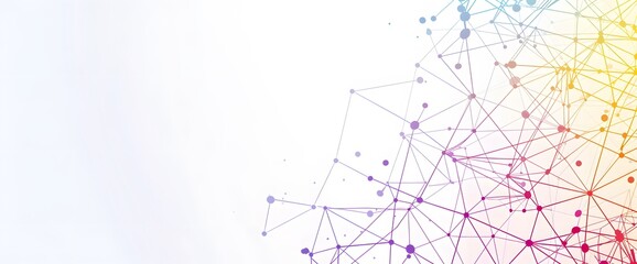 Abstract Digital Network Concept with Colorful Polygonal Mesh