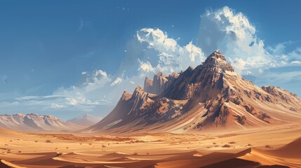 Naklejka premium landscape of golden sand dune with beautiful sky in Sahara desert