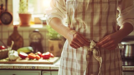 A soft woven apron tied around the cooks waist symbolizing the slow and purposeful process of preparing this meal.