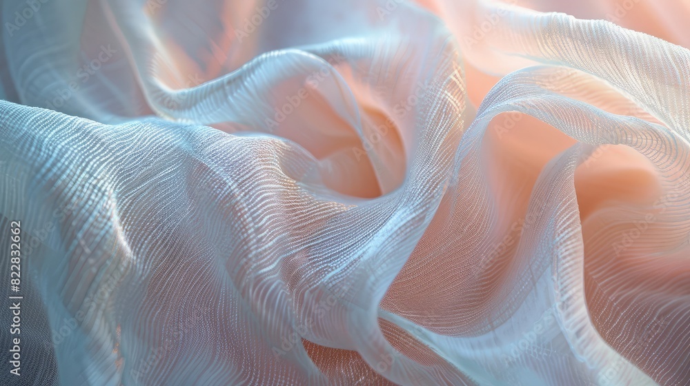 Poster abstract photo of a fabric with intricate folds and patterns, emphasizing texture and light