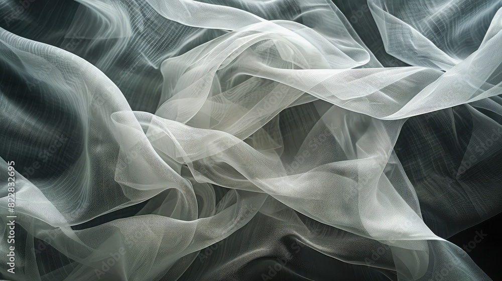 Poster abstract photo of a fabric with intricate folds and patterns, emphasizing texture and light