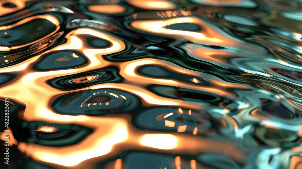Poster close-up of an abstract background with ripples and reflections on the water surface