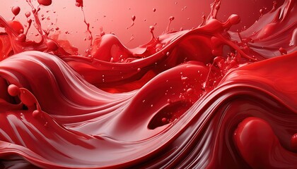 Abstract Flowing Red Liquid Art