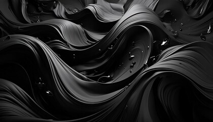 Elegant Waves of Black Silk Fabric