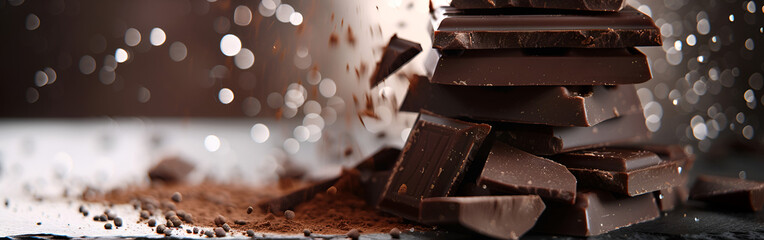 A dark chocolate bar delicious handmade confectionery with a dark background
