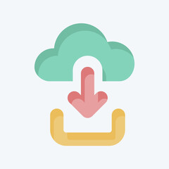 Icon Cloud Download. related to Button Download symbol. color mate style. simple design illustration