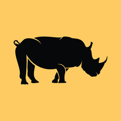 Horned Rhinoceros Silhouette Shape Vector for Logo