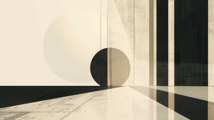 Minimalist abstract image with clean lines and simple shapes in monochromatic tones