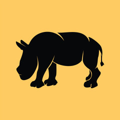 Horned Rhinoceros Silhouette Shape Vector for Logo