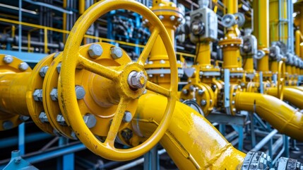 Inside a power plant a network of pipes and valves are painted with a specialized thermal coating to ensure optimal thermal insulation.