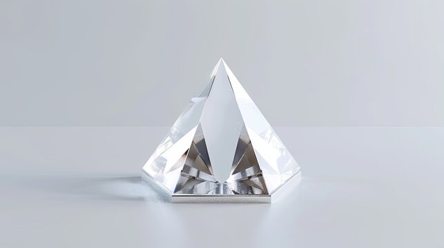 Diamond Triangle With Rounded Corners, Beautiful Front View Of 3D Model, White Background  