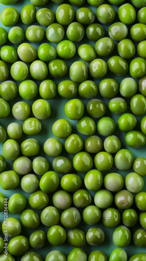 Poster exquisite aerial view of symmetrical pastel green candies arranged in geometric pattern with texture