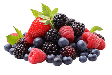 Vibrant of ripe berries isolated on transparent background, png, cutout.