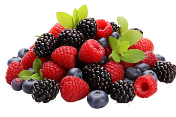 Vibrant of ripe berries isolated on transparent background, png, cutout.