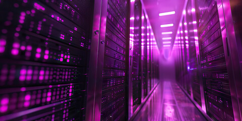 Obraz premium Purple Data Haven: Showing a secure location where hackers store and exchange sensitive information away from prying eyes.