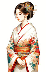 Fototapeta premium 日本画（Japanese painting）／美人画