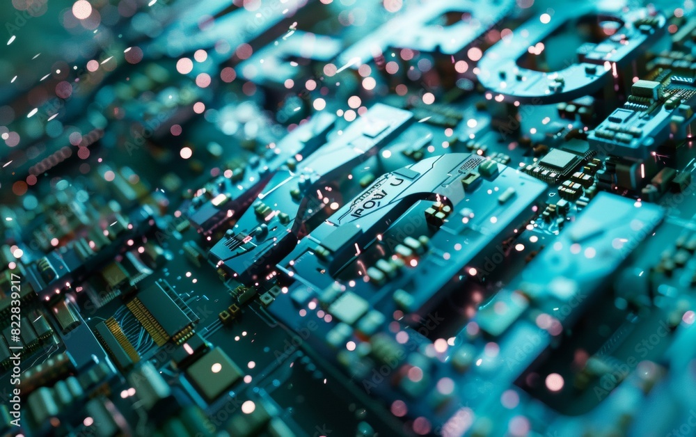 Poster Close-Up View of Circuit Board Components at a Technology Lab During Daytime