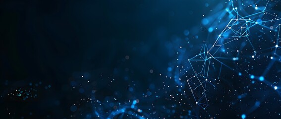 Abstract Dark Blue Background with Glowing Connections