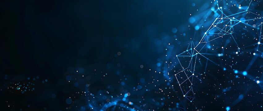 Abstract Dark Blue Background with Glowing Connections