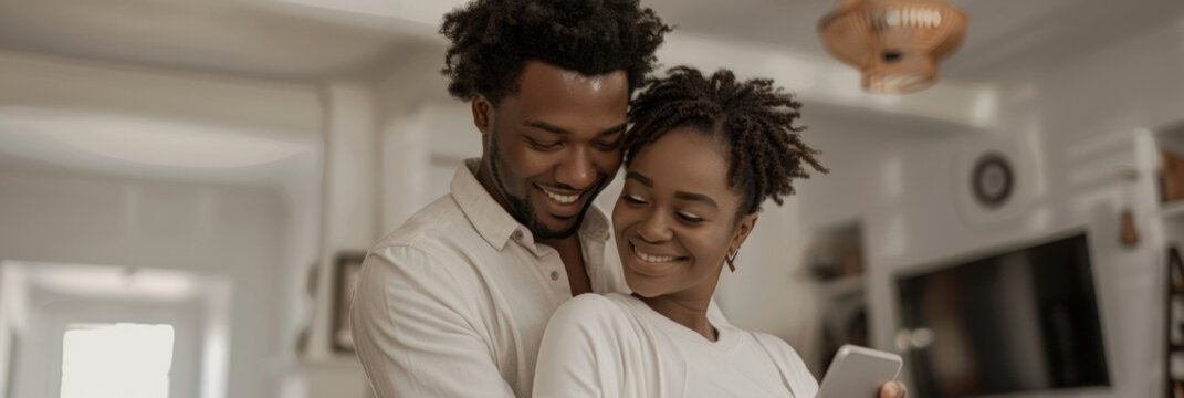 Young Couple Using Smart Tablet to Control Home Devices During National Homeownership Month - Powered by Adobe