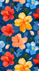 Collection of colorful floral elements in flat color. Set of spring and summer wild flowers, plants, branches, leaves and herb.