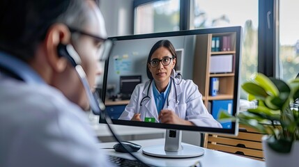 doctor using telemedicine technology to consult with a patient remotely 