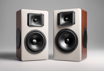 Obraz premium free space speakers two background sound white studio speaker equipment wave audio stereo music technology black bass rock volume closeup close up box loudspeaker concert concept listening