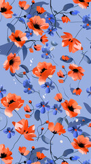 Collection of colorful floral elements in flat color. Set of spring and summer wild flowers, plants, branches, leaves and herb.