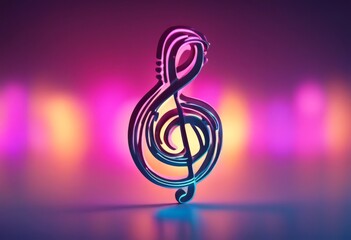 clef musical minimal volumetric treble neon colors background staff abstract jazz gradient rainbow design art music note concert decoration glistering sparkle radiation