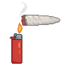 Cigarette and lighter, pixel art object