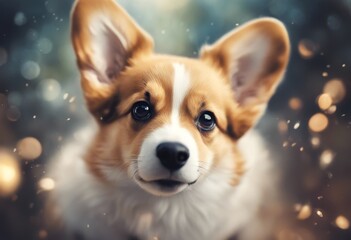 dog corgi big watercolour digital eyes illustration puppy ai stylized welsh cute watercolor eye cavalier pet toy animal spot graphic isolated white beige breed art