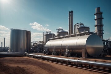 Hydrogen fuel cell power plant with tanks and steel pipes produces clean energy for life