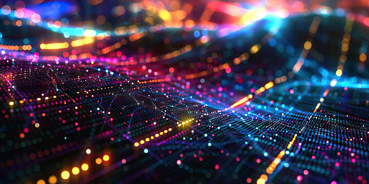 The Data Hacker's Playground: A virtual space filled with colorful code and intricate networks