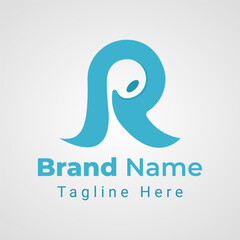 Letter R Earbuds Logo, Simple logo of  letter R that forms negative space earbud