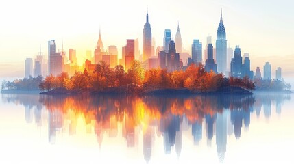 Obraz premium a city skyline with a body of water in the foreground