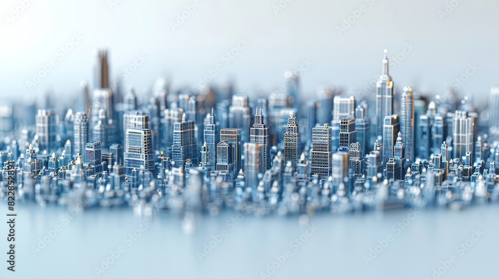 Wall mural a cityscape of a large city with many buildings - Wall murals