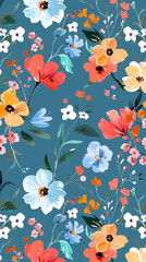 Collection of colorful floral elements in flat color. Set of spring and summer wild flowers, plants, branches, leaves and herb.